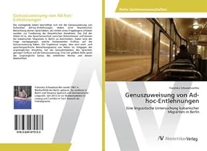 Immagine del venditore per Genuszuweisung von Ad-hoc-Entlehnungen venduto da BuchWeltWeit Ludwig Meier e.K.
