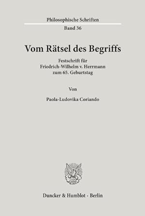Seller image for Vom Rtsel des Begriffs. for sale by BuchWeltWeit Ludwig Meier e.K.