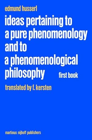 Immagine del venditore per Ideas Pertaining to a Pure Phenomenology and to a Phenomenological Philosophy venduto da BuchWeltWeit Ludwig Meier e.K.