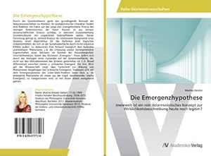 Bild des Verkufers fr Die Emergenzhypothese zum Verkauf von BuchWeltWeit Ludwig Meier e.K.