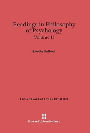 Image du vendeur pour Readings in Philosophy of Psychology, Volume II mis en vente par BuchWeltWeit Ludwig Meier e.K.