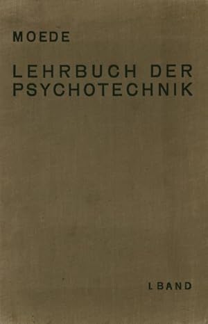 Bild des Verkufers fr Lehrbuch der Psychotechnik zum Verkauf von BuchWeltWeit Ludwig Meier e.K.