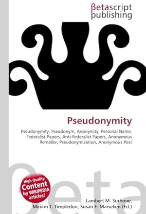 Seller image for Pseudonymity for sale by BuchWeltWeit Ludwig Meier e.K.
