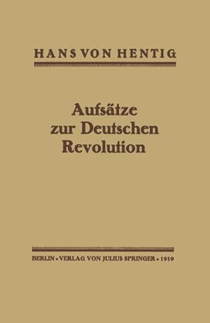 Bild des Verkufers fr Aufstze zur Deutschen Revolution zum Verkauf von BuchWeltWeit Ludwig Meier e.K.