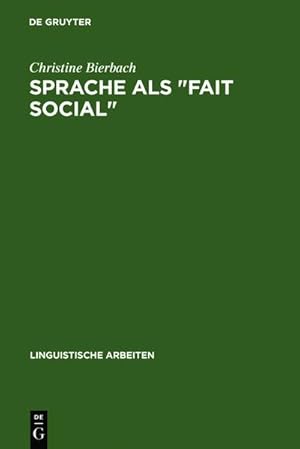 Immagine del venditore per Sprache als "Fait social" venduto da BuchWeltWeit Ludwig Meier e.K.