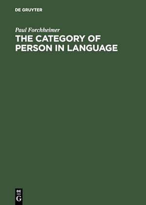 Imagen del vendedor de The Category of Person in Language a la venta por BuchWeltWeit Ludwig Meier e.K.