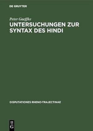 Seller image for Untersuchungen zur Syntax des Hindi for sale by BuchWeltWeit Ludwig Meier e.K.