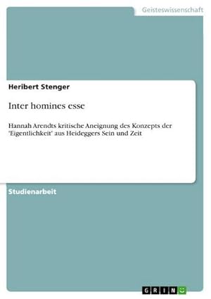 Image du vendeur pour Inter homines esse mis en vente par BuchWeltWeit Ludwig Meier e.K.