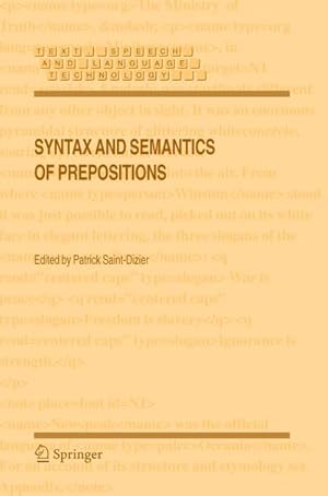 Bild des Verkufers fr Syntax and Semantics of Prepositions zum Verkauf von BuchWeltWeit Ludwig Meier e.K.