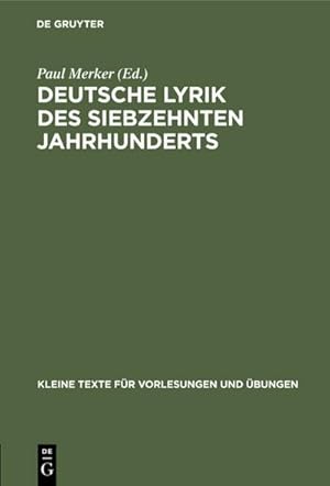 Imagen del vendedor de Deutsche Lyrik des siebzehnten Jahrhunderts a la venta por BuchWeltWeit Ludwig Meier e.K.