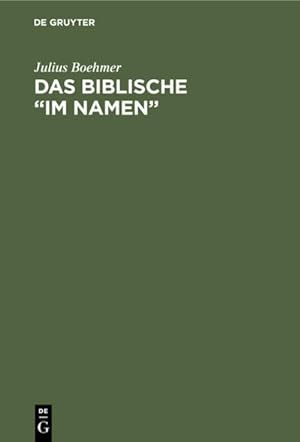 Seller image for Das Biblische im Namen for sale by BuchWeltWeit Ludwig Meier e.K.