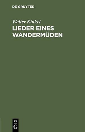 Imagen del vendedor de Lieder eines Wandermden a la venta por BuchWeltWeit Ludwig Meier e.K.
