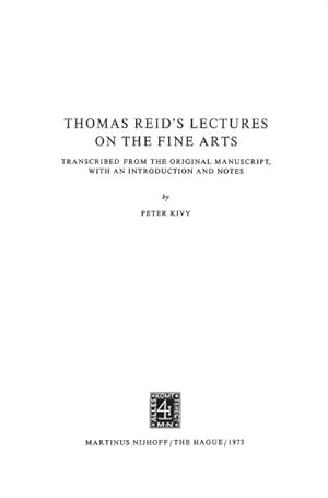 Seller image for Thomas Reids Lectures on the Fine Arts for sale by BuchWeltWeit Ludwig Meier e.K.