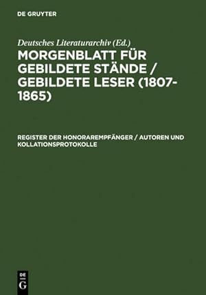 Seller image for Register der Honorarempfnger / Autoren und Kollationsprotokolle for sale by BuchWeltWeit Ludwig Meier e.K.