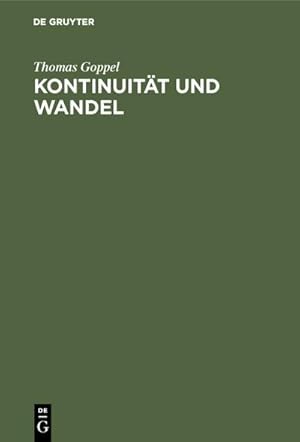 Seller image for Kontinuitt und Wandel for sale by BuchWeltWeit Ludwig Meier e.K.