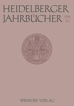 Image du vendeur pour Heidelberger Jahrbcher mis en vente par BuchWeltWeit Ludwig Meier e.K.