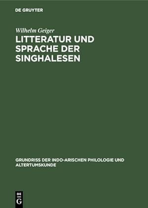 Image du vendeur pour Litteratur und Sprache der Singhalesen mis en vente par BuchWeltWeit Ludwig Meier e.K.