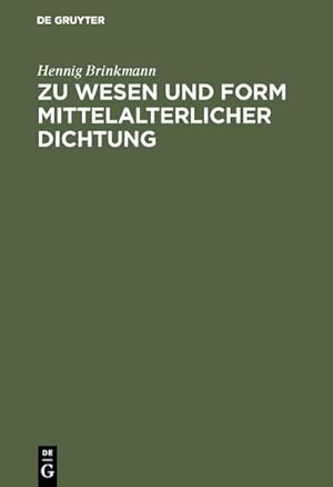 Seller image for Zu Wesen und Form mittelalterlicher Dichtung for sale by BuchWeltWeit Ludwig Meier e.K.