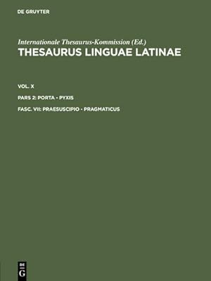 Bild des Verkufers fr Thesaurus linguae Latinae praesuscipio - pragmaticus zum Verkauf von BuchWeltWeit Ludwig Meier e.K.
