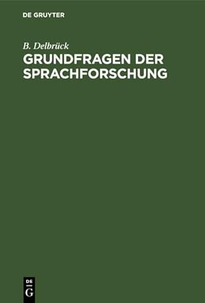 Imagen del vendedor de Grundfragen der Sprachforschung a la venta por BuchWeltWeit Ludwig Meier e.K.