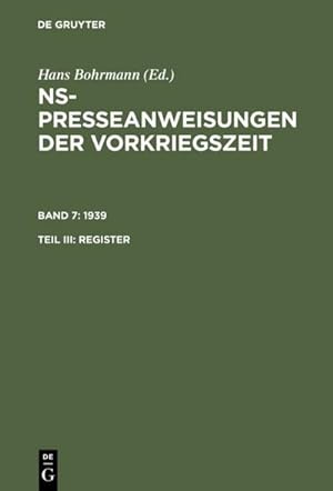 Seller image for 1939. Register for sale by BuchWeltWeit Ludwig Meier e.K.