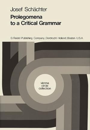 Seller image for Prolegomena to a Critical Grammar for sale by BuchWeltWeit Ludwig Meier e.K.