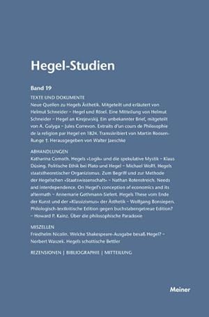 Bild des Verkufers fr Hegel-Studien / Hegel-Studien Band 19 (1984) zum Verkauf von BuchWeltWeit Ludwig Meier e.K.