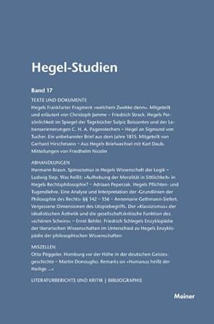 Bild des Verkufers fr Hegel-Studien / Hegel-Studien Band 17 (1982) zum Verkauf von BuchWeltWeit Ludwig Meier e.K.