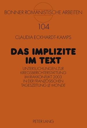 Seller image for Das Implizite im Text for sale by BuchWeltWeit Ludwig Meier e.K.