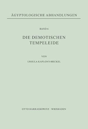 Seller image for Die Demotischen Tempeleide for sale by BuchWeltWeit Ludwig Meier e.K.