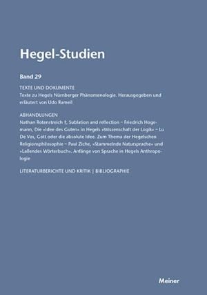 Seller image for Hegel-Studien / Hegel-Studien, Band 29 for sale by BuchWeltWeit Ludwig Meier e.K.