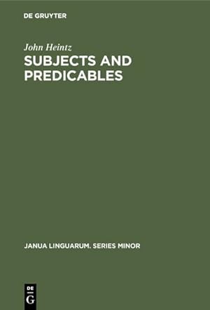 Seller image for Subjects and Predicables for sale by BuchWeltWeit Ludwig Meier e.K.