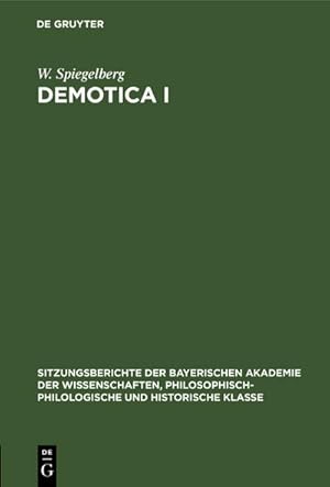 Seller image for Demotica I for sale by BuchWeltWeit Ludwig Meier e.K.