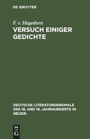 Image du vendeur pour Versuch einiger Gedichte mis en vente par BuchWeltWeit Ludwig Meier e.K.