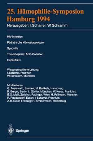 Imagen del vendedor de 25. Hmophilie-Symposium Hamburg 1994 a la venta por BuchWeltWeit Ludwig Meier e.K.