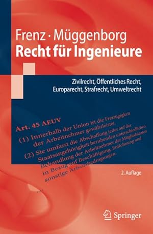 Imagen del vendedor de Recht fr Ingenieure a la venta por BuchWeltWeit Ludwig Meier e.K.