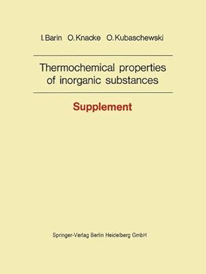 Seller image for Thermochemical properties of inorganic substances for sale by BuchWeltWeit Ludwig Meier e.K.