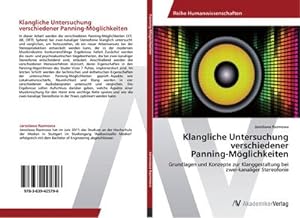 Immagine del venditore per Klangliche Untersuchung verschiedener Panning-Mglichkeiten venduto da BuchWeltWeit Ludwig Meier e.K.