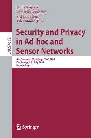 Bild des Verkufers fr Security and Privacy in Ad-hoc and Sensor Networks zum Verkauf von BuchWeltWeit Ludwig Meier e.K.