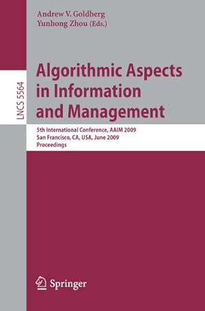 Image du vendeur pour Algorithmic Aspects in Information and Management mis en vente par BuchWeltWeit Ludwig Meier e.K.