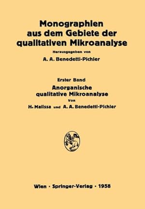 Seller image for Anorganische Qualitative Mikroanalyse for sale by BuchWeltWeit Ludwig Meier e.K.