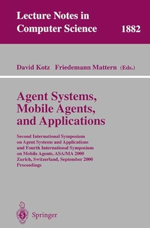 Bild des Verkufers fr Agent Systems, Mobile Agents, and Applications zum Verkauf von BuchWeltWeit Ludwig Meier e.K.