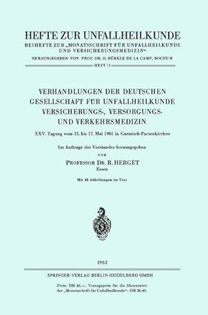 Seller image for Verhandlungen der Deutschen Gesellschaft fr Unfallheilkunde Versicherungs-, Versorgungs- und Verkehrsmedizin for sale by BuchWeltWeit Ludwig Meier e.K.