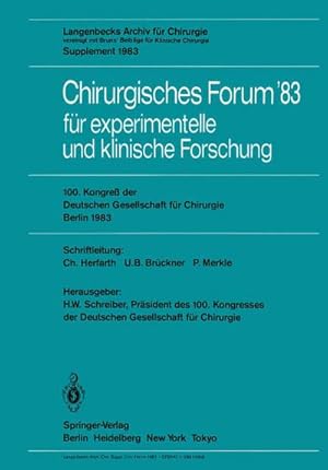 Imagen del vendedor de Chirurgisches Forum 83 fr experimentelle und klinische Forschung a la venta por BuchWeltWeit Ludwig Meier e.K.
