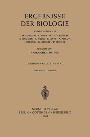 Bild des Verkufers fr Ergebnisse der Biologie zum Verkauf von BuchWeltWeit Ludwig Meier e.K.