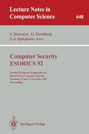 Seller image for Computer Security - ESORICS 92 for sale by BuchWeltWeit Ludwig Meier e.K.