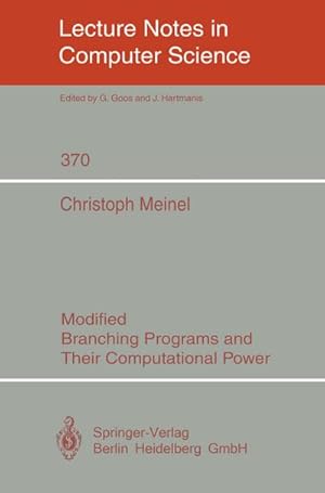 Immagine del venditore per Modified Branching Programs and Their Computational Power venduto da BuchWeltWeit Ludwig Meier e.K.