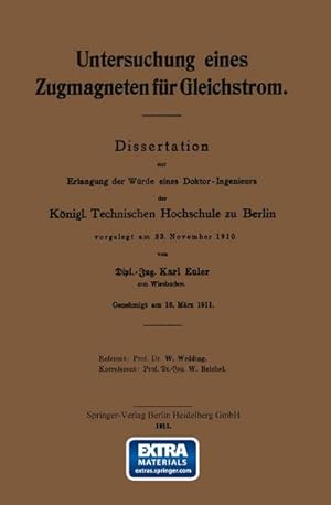 Image du vendeur pour Untersuchung eines Zugmagneten fr Gleichstrom mis en vente par BuchWeltWeit Ludwig Meier e.K.