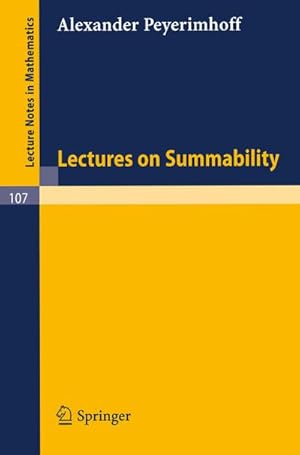 Bild des Verkufers fr Lectures on Summability zum Verkauf von BuchWeltWeit Ludwig Meier e.K.