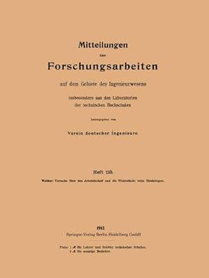 Seller image for Mitteilungen ber Forschungsarbeiten for sale by BuchWeltWeit Ludwig Meier e.K.